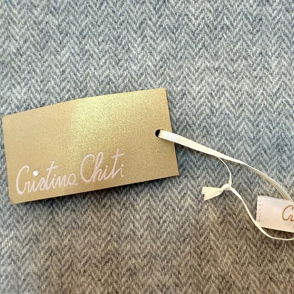 🇮🇹 Cristina Chiti Italy Wool & Cashmere Grey Herringbone Scarf - 10" x 72" - Picture 8 of 10